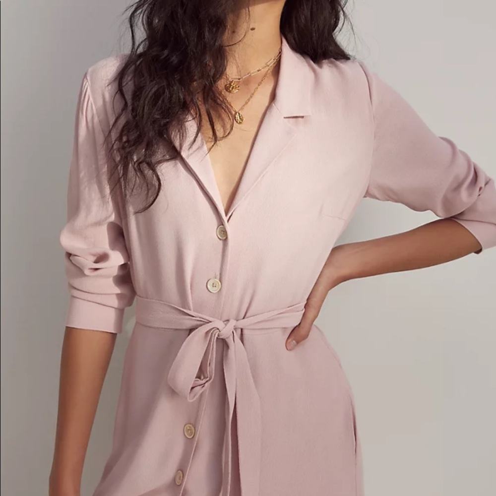 COPY - Wilfred Aritzia soft pink shirt dress with belt (never worn)